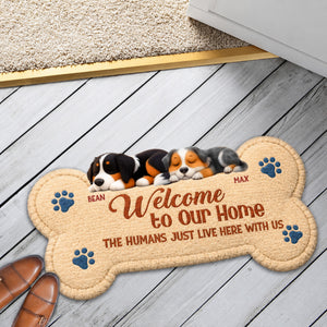Welcome To Our Home The Humans Live With Lovely Dogs - Personalized Custom Doormat