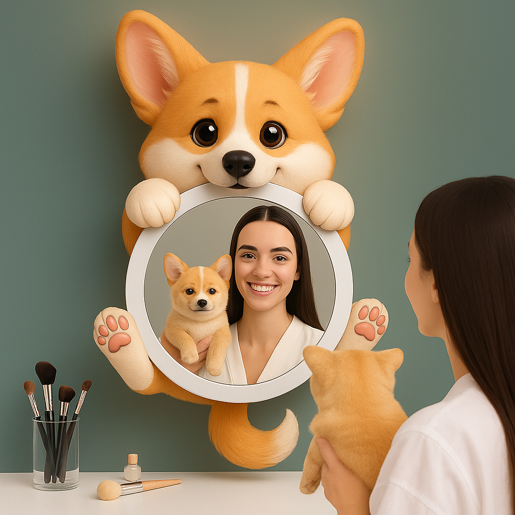 Cute Dog Mirror - Personalized Gifts For Dog Lovers Birthday Girt For Dog Mom, Dog Dad , Home Decor Gift Housewarming Gift