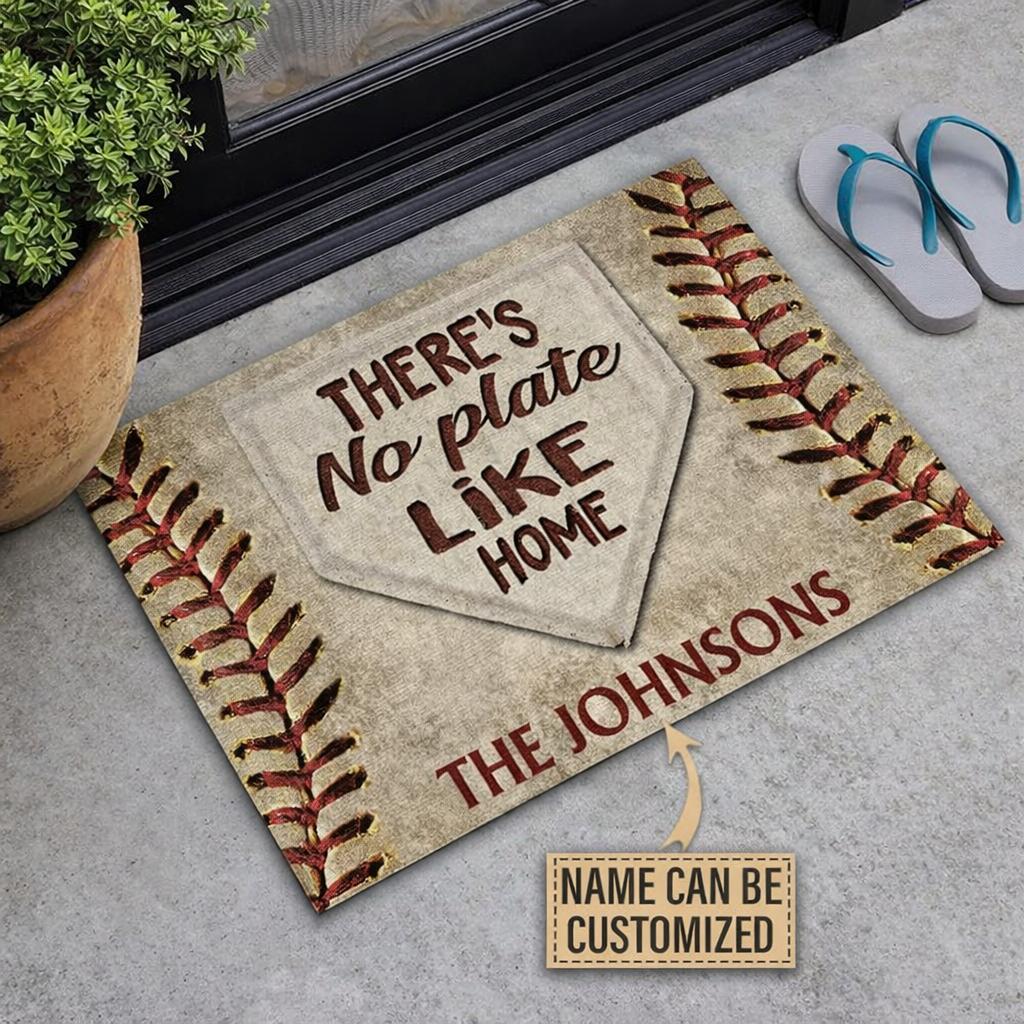 Personalized Baseball No Plate Like Home Customized Doormat Gift For Baseball Lover Baseball Family