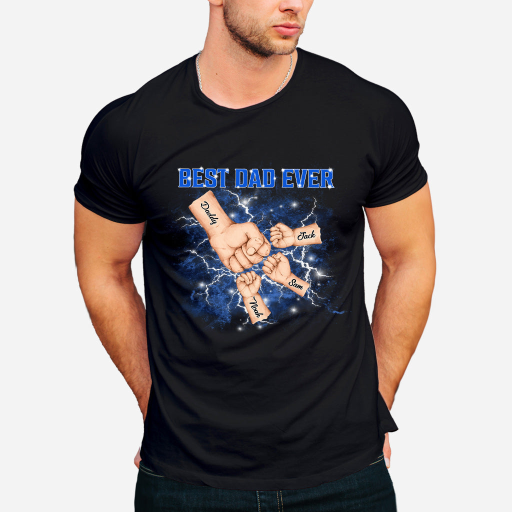 Best Dad Ever Bootleg Father & Kids Fist Bump - Personalized Father T-shirt And Hoodie Gift For Father