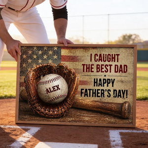 Baseball Gloves Nation Flag - Personalized Poster - Father's Day Gift for Husband, Dad