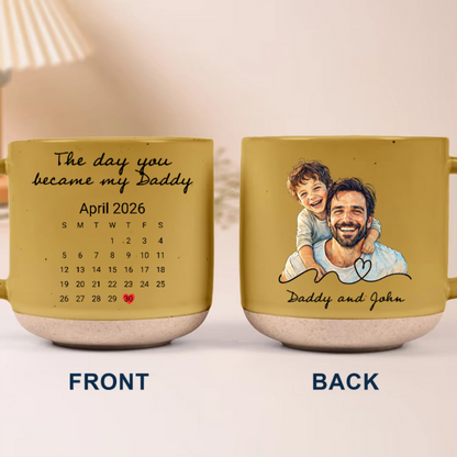Father's Day Gifts, Custom Photo Watercolor Art Father's Day Gift For New Dad, Husband - Personalized Pottery Mug