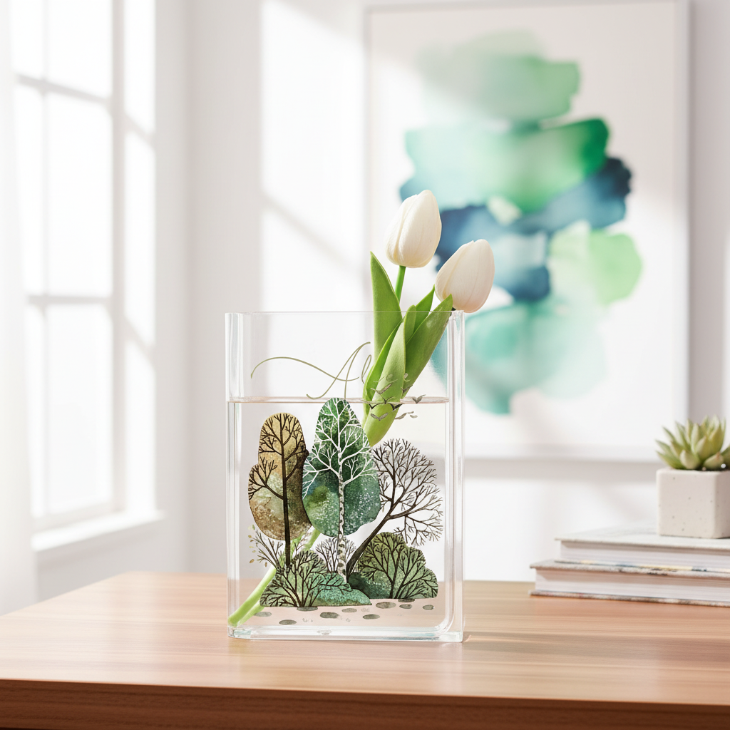 Customized Name Roadside Bushes Acrylic Book Vase,Eco-Friendly Home Decor,Personalized Book of Nature Book Vase,Vase Gifts for Book Lover