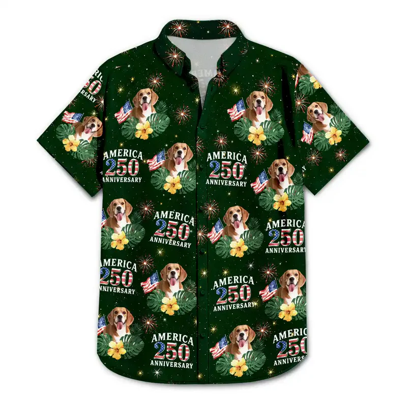 Custom Photo America 250 Anniversary Dog Cat Pet - Personalized Hawaiian Shirt