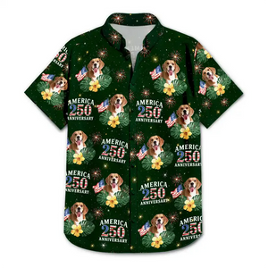 Custom Photo America 250 Anniversary Dog Cat Pet - Personalized Hawaiian Shirt