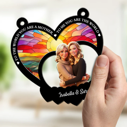 Mom Means The World To Me - Personalized Custom Suncatcher