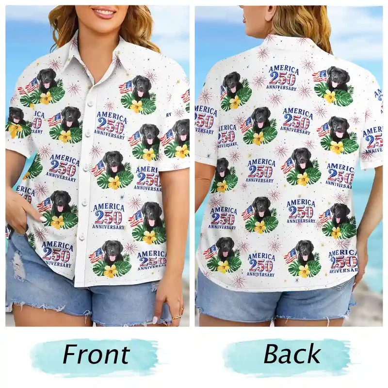 Custom Photo America 250 Anniversary Dog Cat Pet - Personalized Hawaiian Shirt