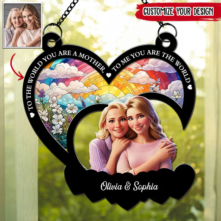 Mom Means The World To Me - Personalized Custom Suncatcher