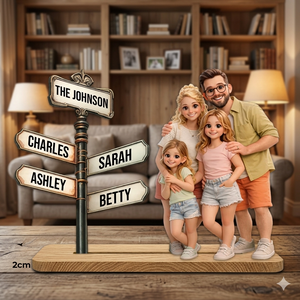 Customized Family Name Street Sign with 3D Characters - Wooden Plaque