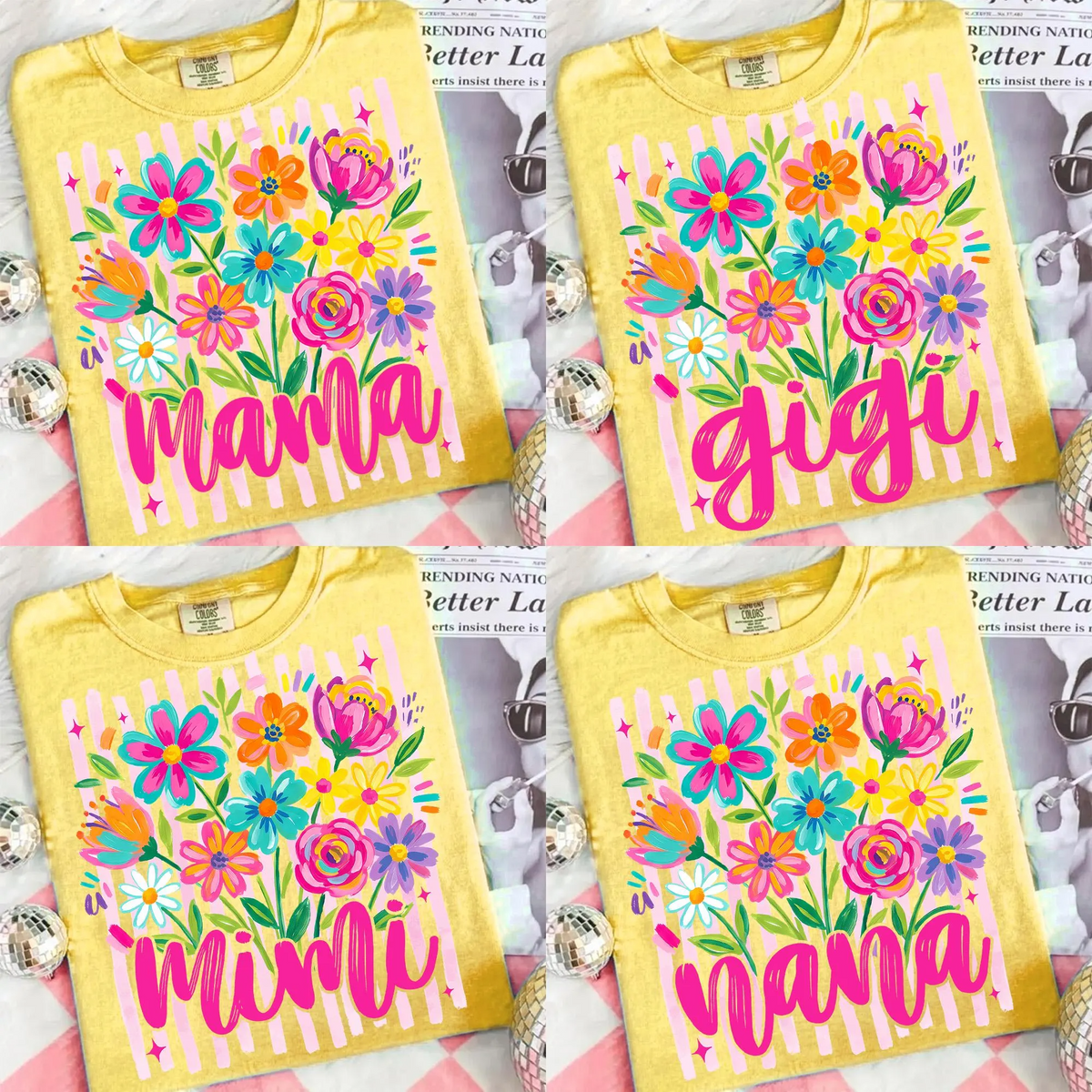 Mom Grandma Floral Tee - Personalized T-Shirt