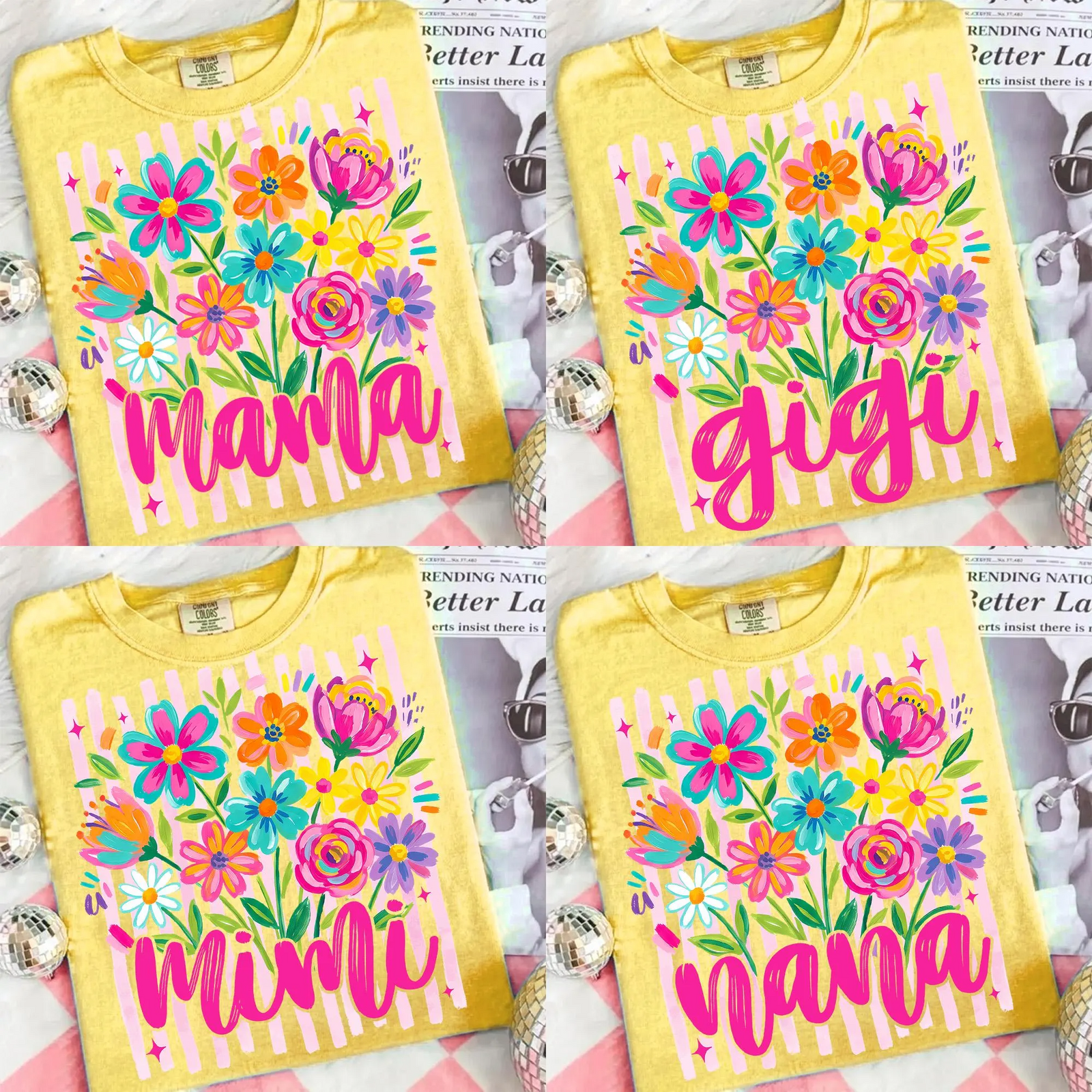 Mom Grandma Floral Tee - Personalized T-Shirt