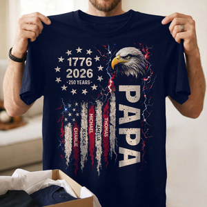 Patriotic Eagle Grandpa USA 250th Anniversary - Personalized Shirt for Dad, Grandpa, Husband