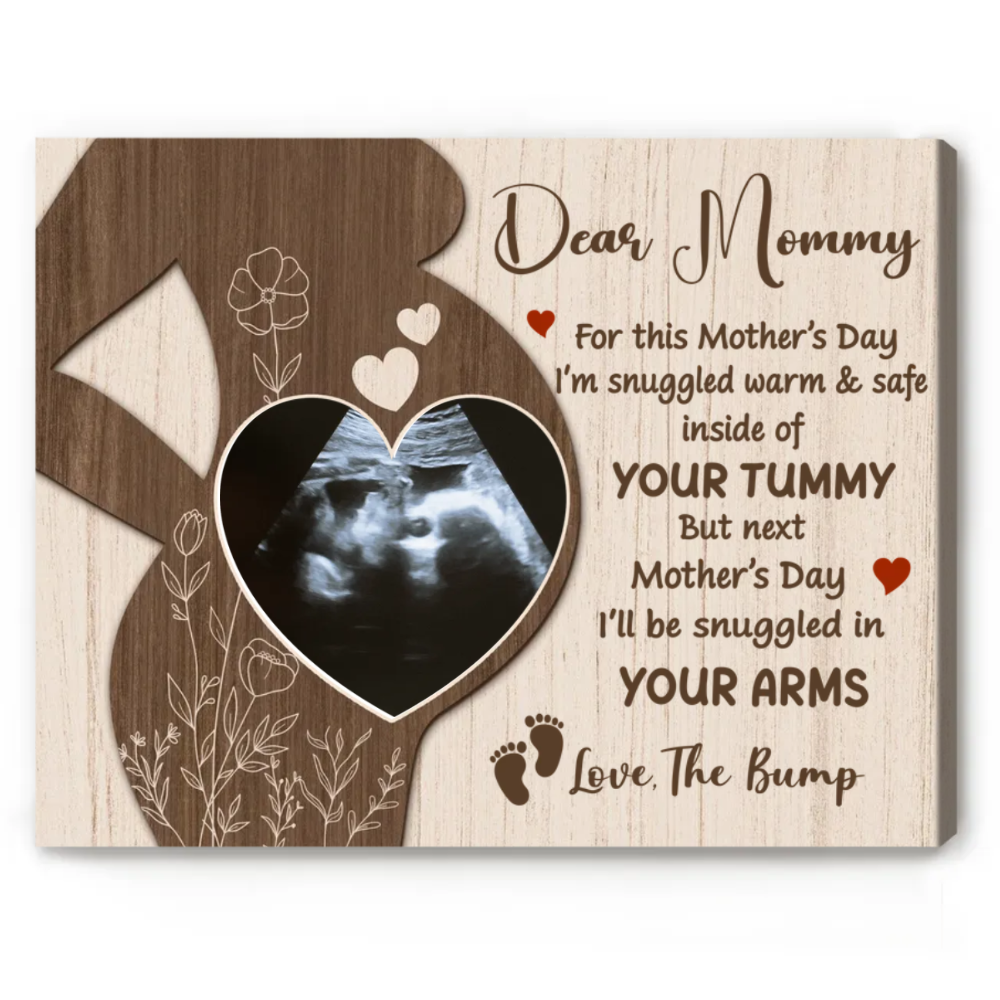 Dear Mommy From The Bump Custom Photo Canvas, Mother s Day Gift For Expecting Mother, Mommy Present From Unborn Baby