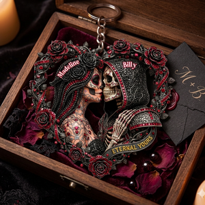 Personalized Skull Couple Acrylic Keychain, Gift For Couples