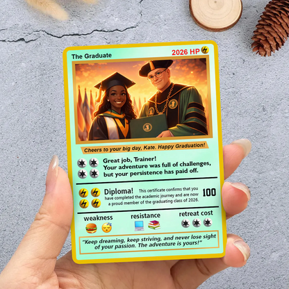 Custom Poke Card - Semi Realistic Cartoon Illustration - Graduation Gifts