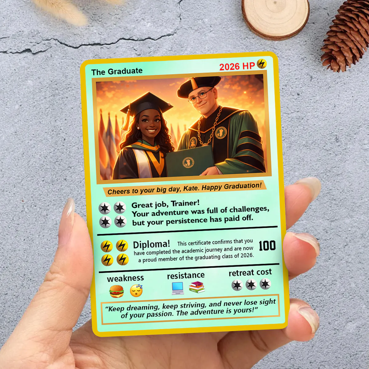 Custom Poke Card - Semi Realistic Cartoon Illustration - Graduation Gifts