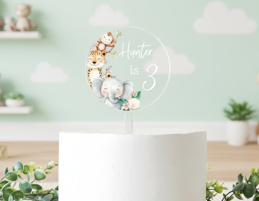 Personalised Jungle Birthday Cake Topper | Birthday Celebrations | Birthday Cake Topper | Animal | Jungle | Safari Cake Topper | Jungle