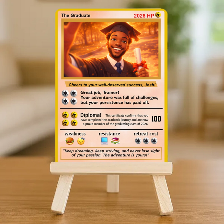 Custom Poke Card - Semi Realistic Cartoon Illustration - Graduation Gifts