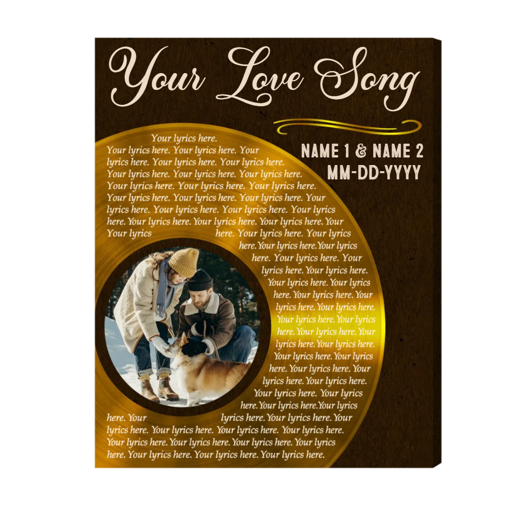 Custom Song Lyrics On Wall Art, Half Vinyl Record Canvas, Wedding Anniversary Gift, Personalized Gifts For Him Valentines Day