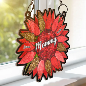Personalized Sunflower Suncatcher Custom Grandma Name & Kids Names Gift