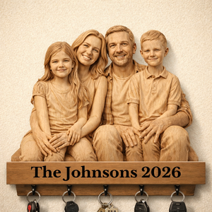 Custom 3D Wooden Family Portrait - Personalized Wooden Key Hanger