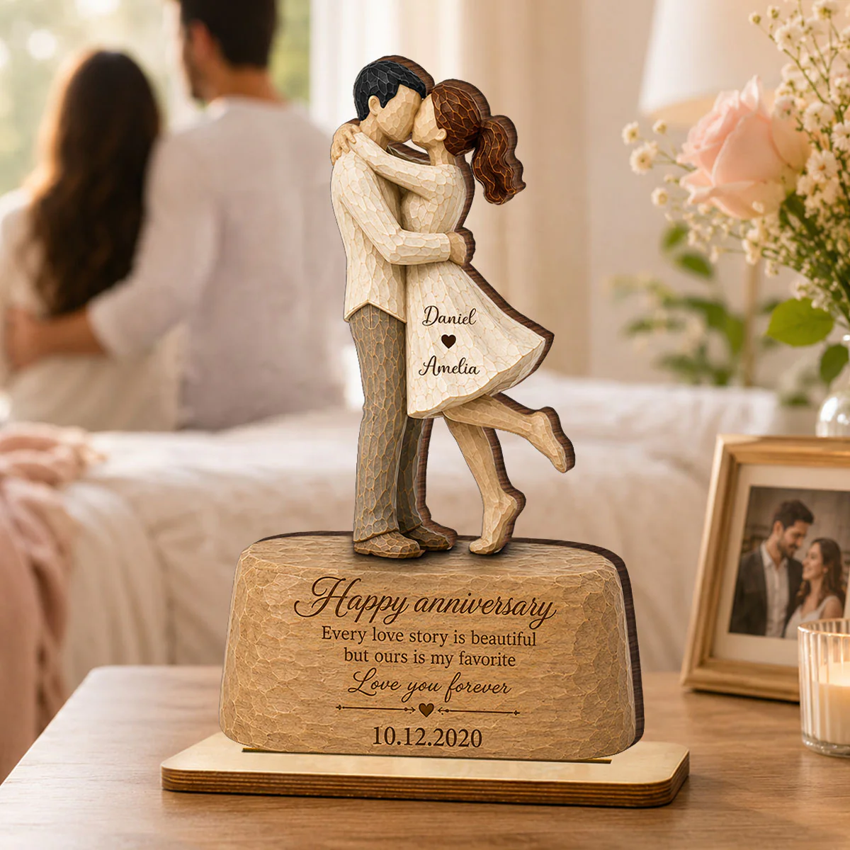 Our Love is Our Favorite - Personalized Wooden Plaque - Couple Heartfelt Anniversary Gift for Her, for Him