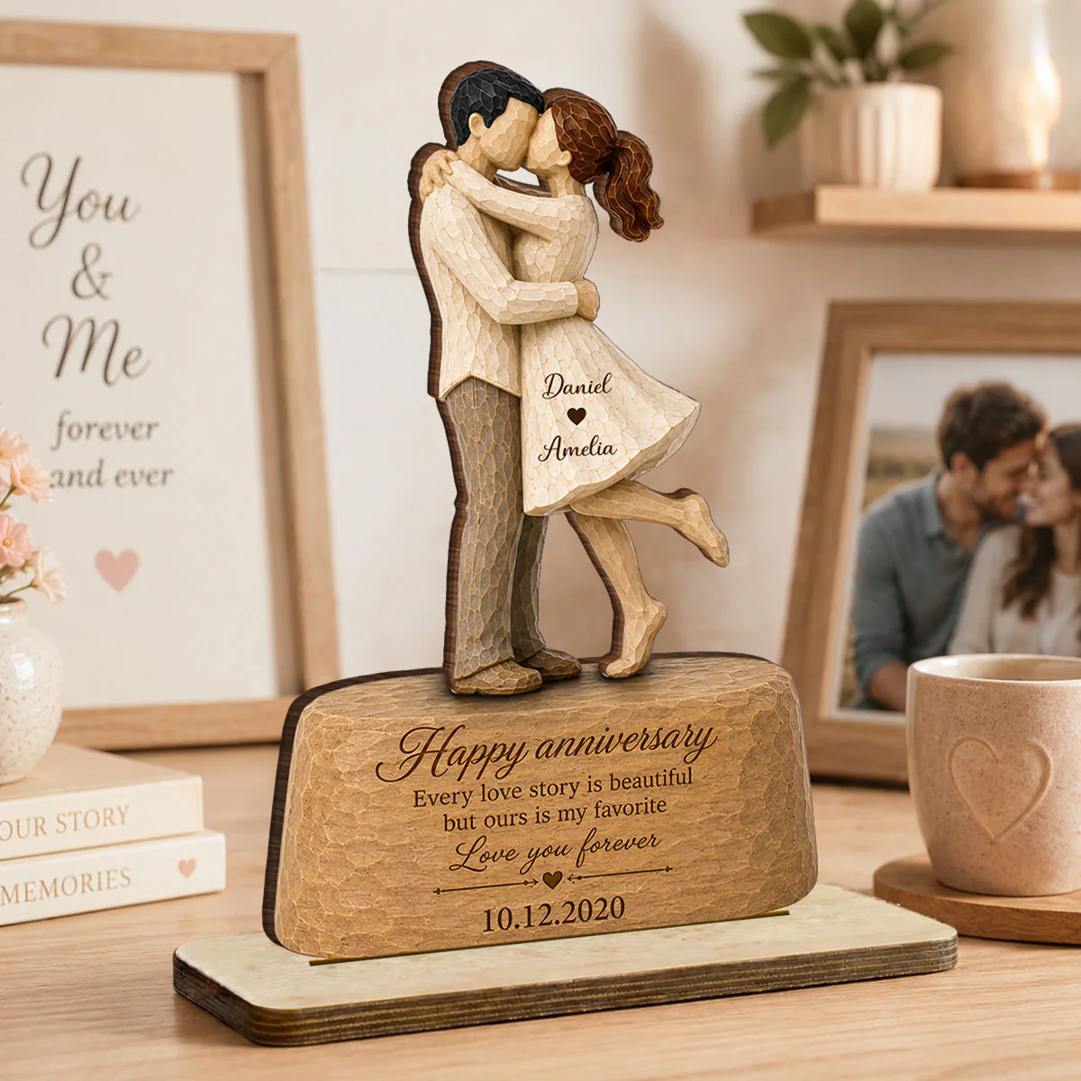 Our Love is Our Favorite - Personalized Wooden Plaque - Couple Heartfelt Anniversary Gift for Her, for Him