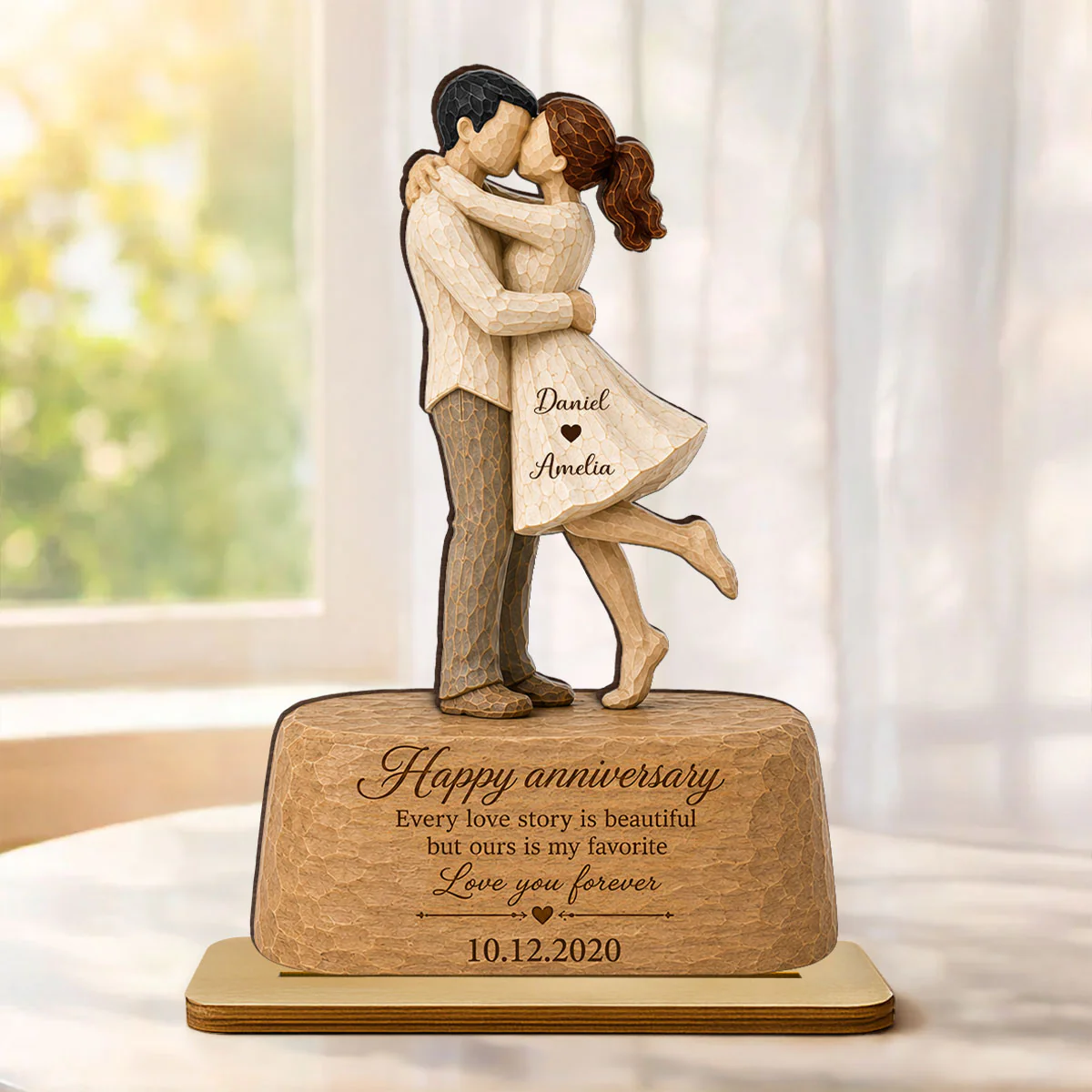 Our Love is Our Favorite - Personalized Wooden Plaque - Couple Heartfelt Anniversary Gift for Her, for Him