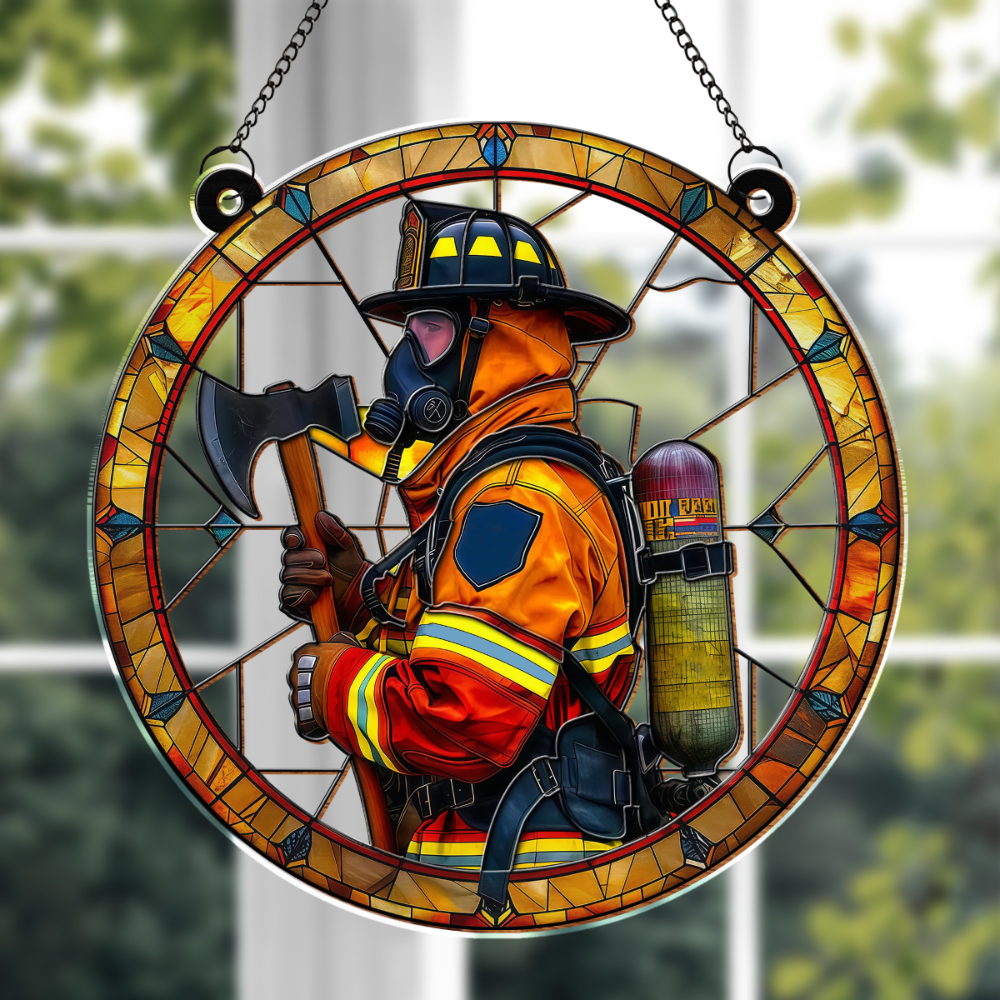 Honor Brave Firefighters Tribute To Courage, Custom Suncatcher, Gift For Firefighter Families