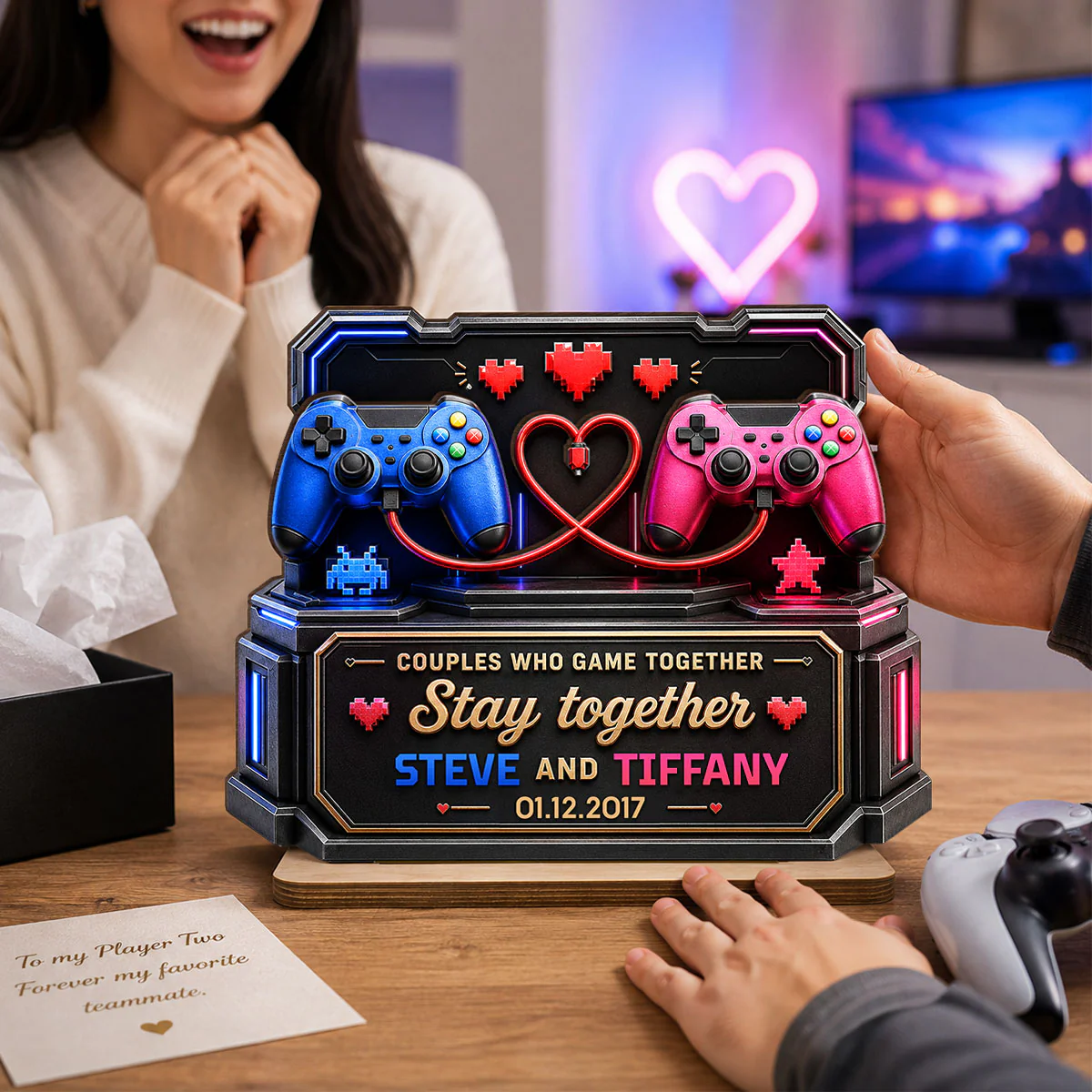 Who Gamer Together Stay Together - Personalized Wooden Plaque - Heartfelt Anniversary Gift for Him, for Her
