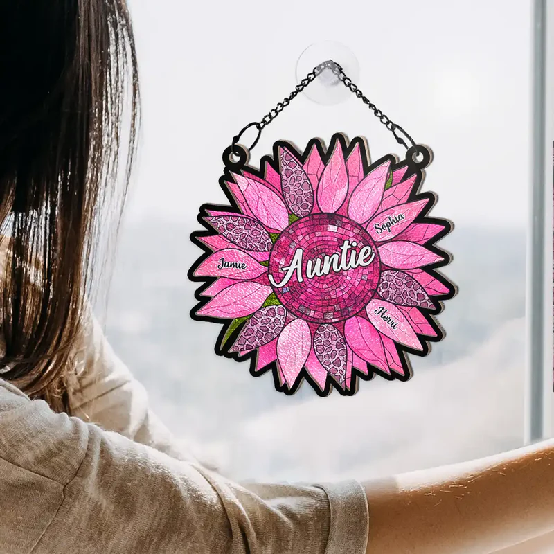 Personalized Sunflower Suncatcher Custom Grandma Name & Kids Names Gift