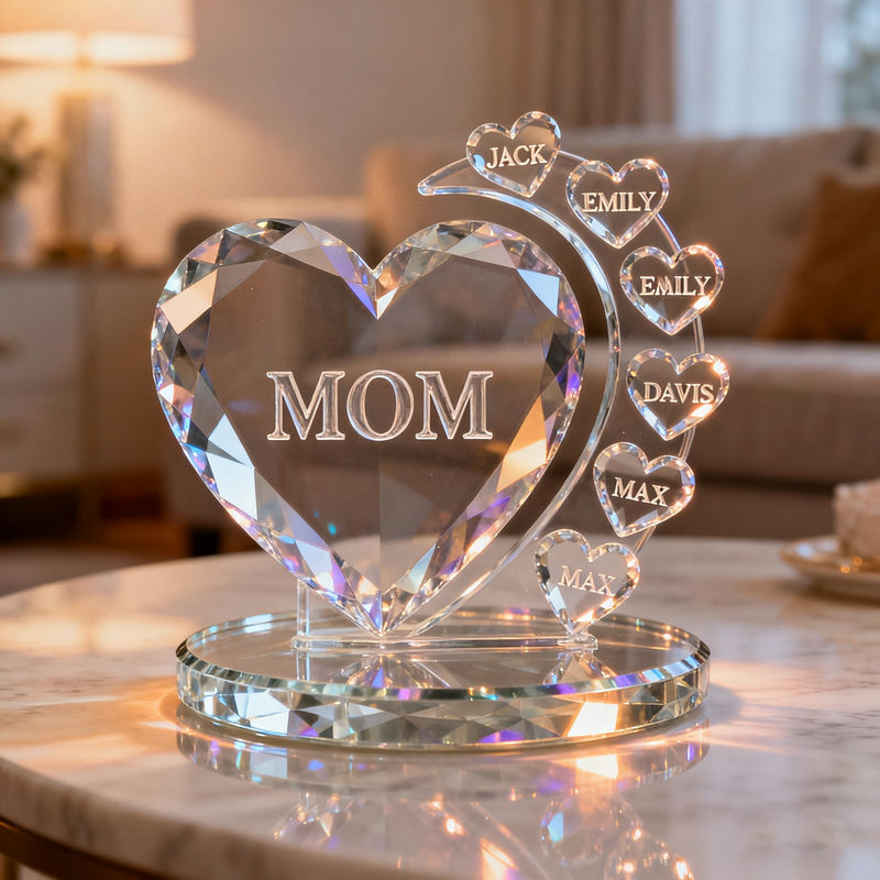 Personalized Heart Acrylic Plaque With Family Names For Mother's Day Grandma