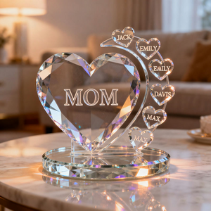 Personalized Heart Acrylic Plaque With Family Names For Mother's Day Grandma