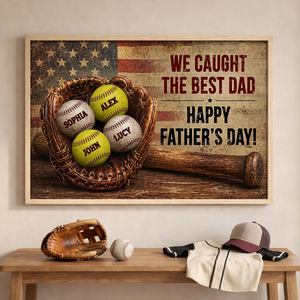 Baseball Gloves Nation Flag - Personalized Poster - Father's Day Gift for Husband, Dad