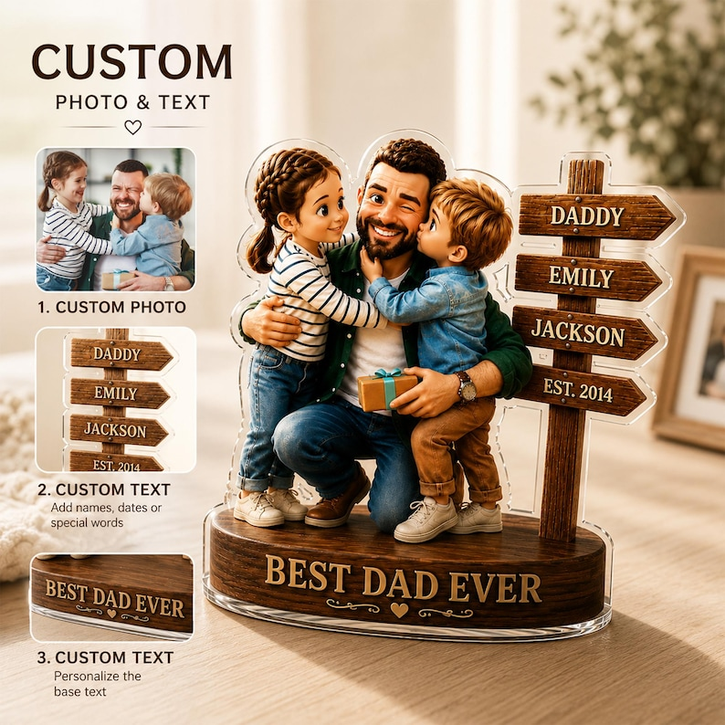 Personalized Dad Acrylic Plaque From Photo, Custom Fathers Day Gift For Dad, Acrylic Decor, Best Dad Ever Gift