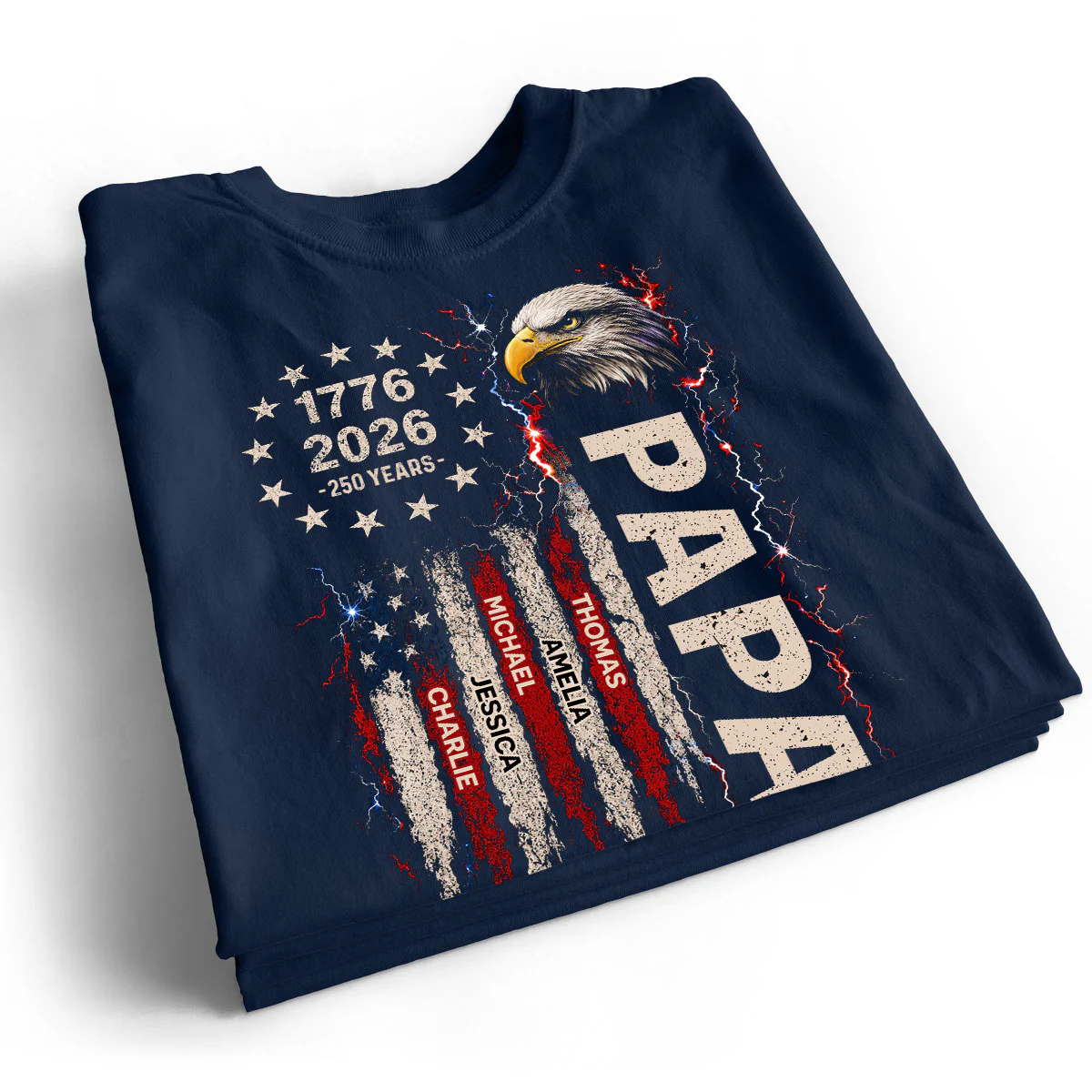 Patriotic Eagle Grandpa USA 250th Anniversary - Personalized Shirt for Dad, Grandpa, Husband