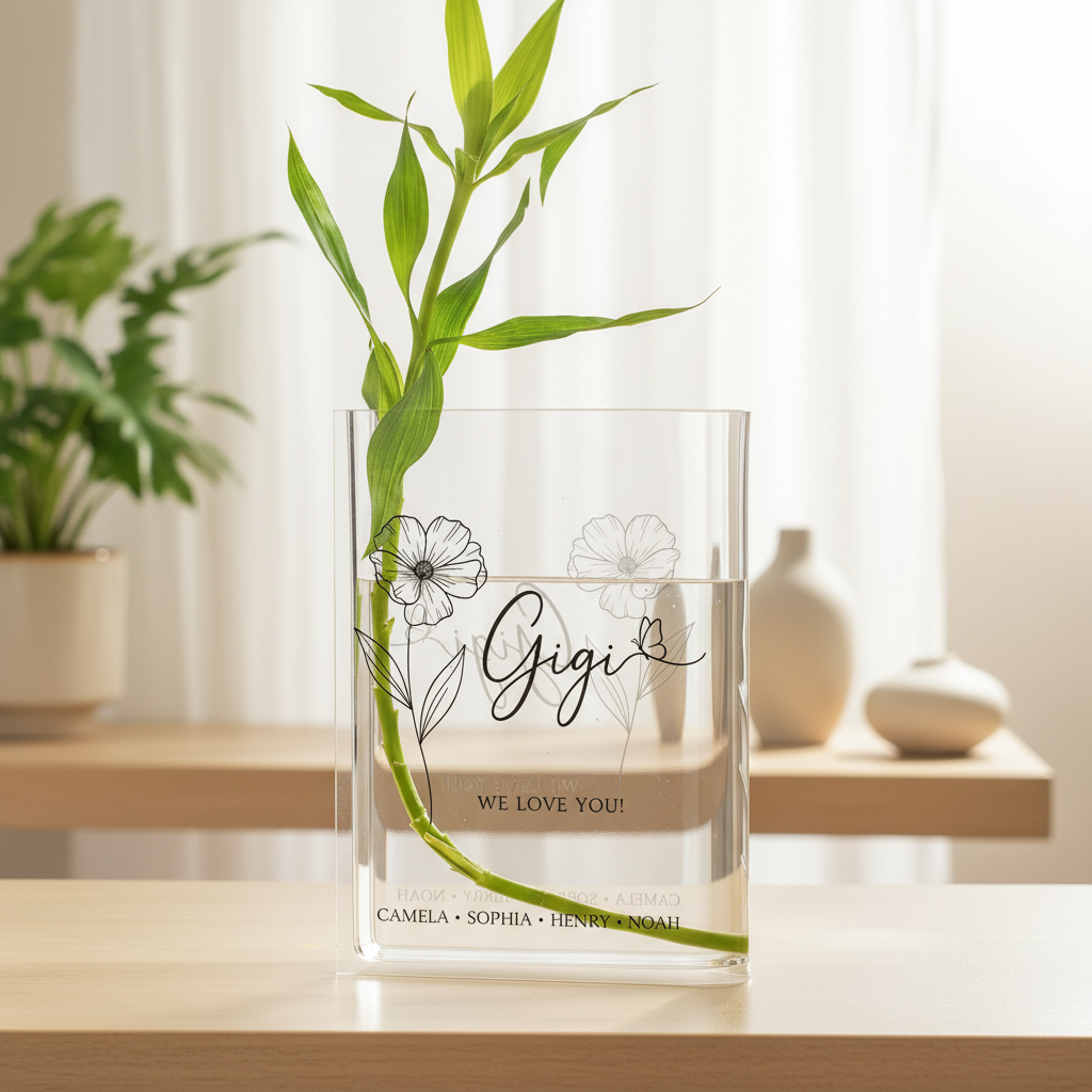 Personalized Acrylic Book Vase For Grandma, Custom Name Gift for Mom, Mother s Day Decor, Family Keepsake