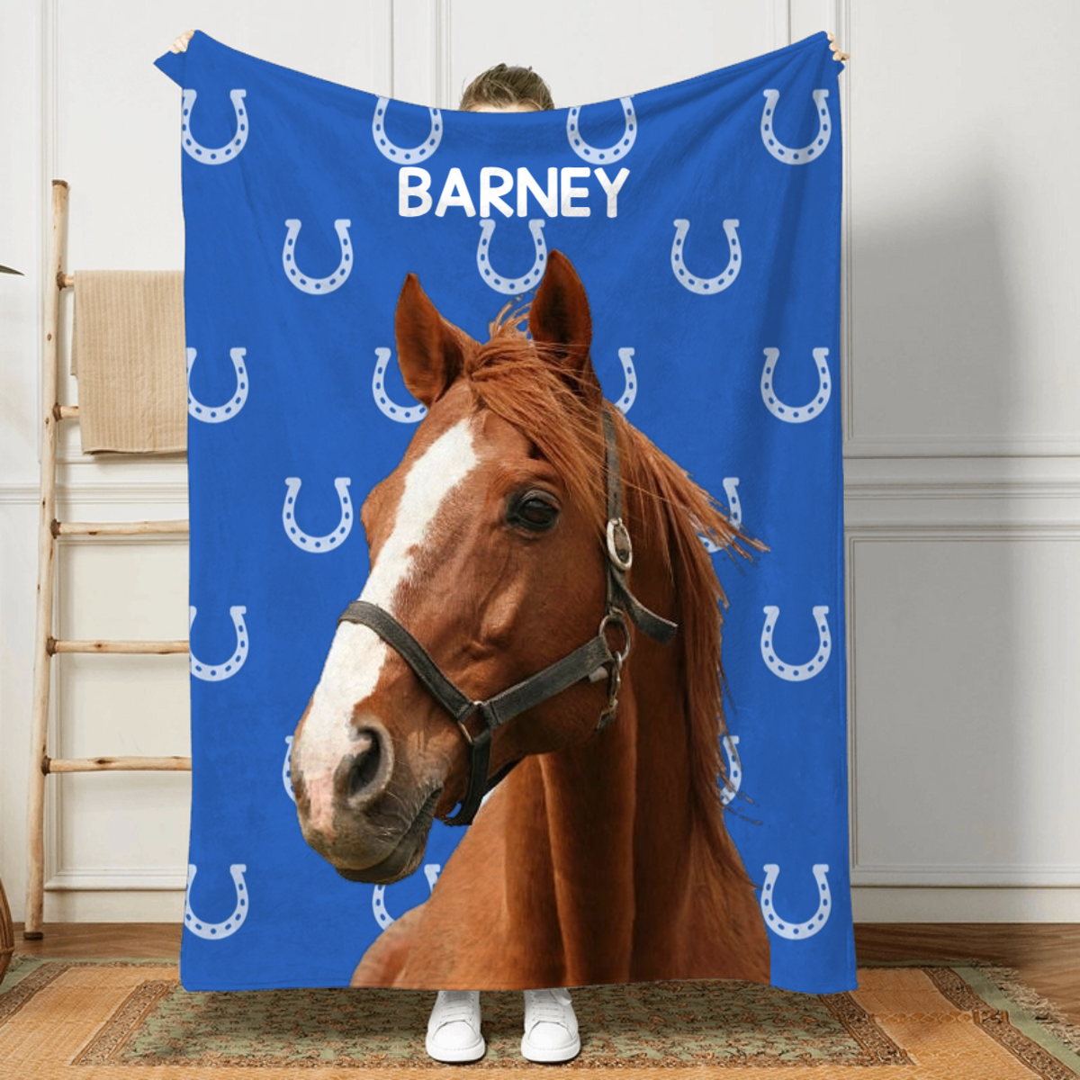 Custom Photo Horseshoe Print Multicolor - Personalized Custom Blanket - Gift For Horse Riding, Riders, Horse Lovers
