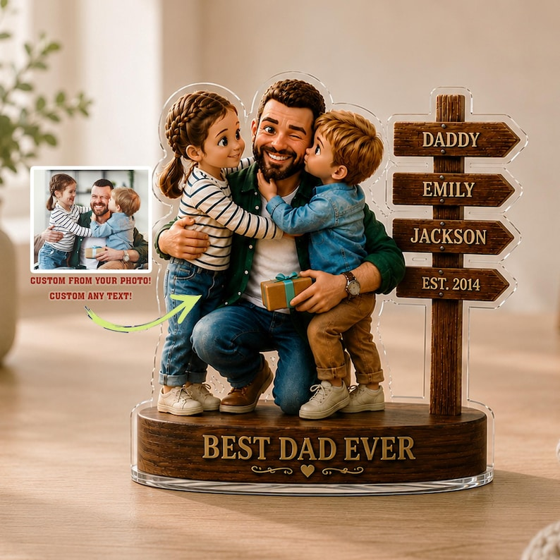 Personalized Dad Acrylic Plaque From Photo, Custom Fathers Day Gift For Dad, Acrylic Decor, Best Dad Ever Gift