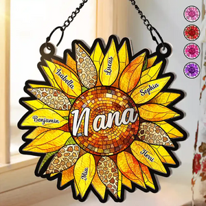 Personalized Sunflower Suncatcher Custom Grandma Name & Kids Names Gift