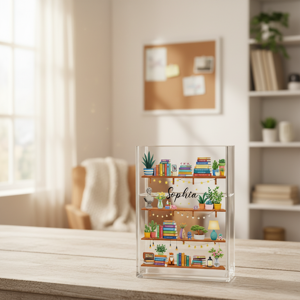 Personalized Acrylic Book Vase, Flower Book Shaped Vase, Custom Book Lover Gift, Floral Bookshelf Book Vase, Reading Room Flower Decor
