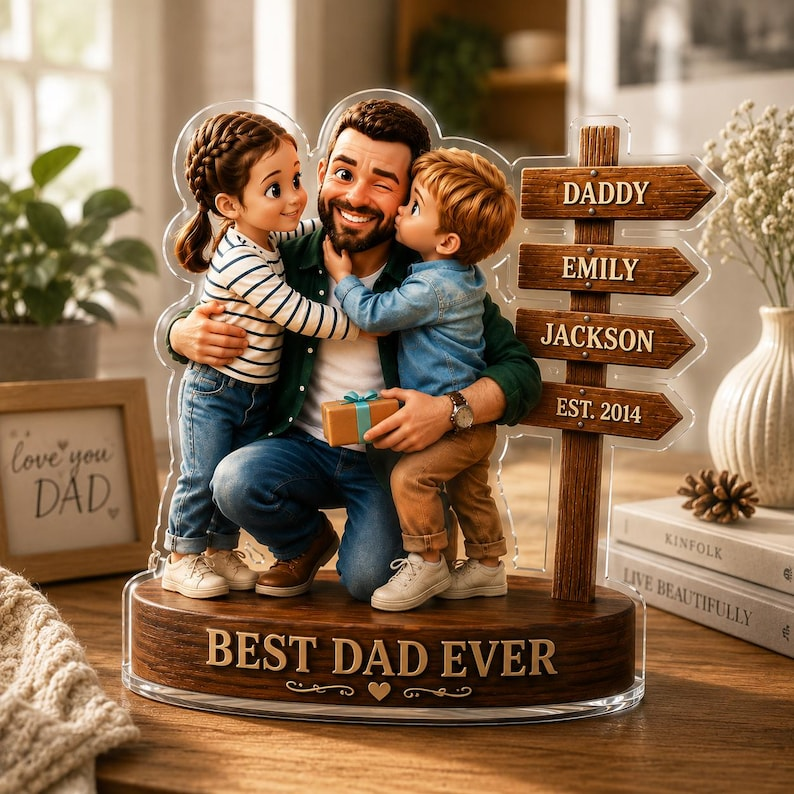 Personalized Dad Acrylic Plaque From Photo, Custom Fathers Day Gift For Dad, Acrylic Decor, Best Dad Ever Gift