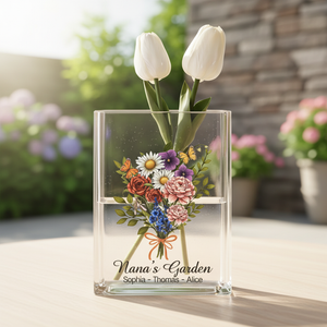 Custom Family Birth Flower Book Vase, Mother s Day Gift, FLower Vase Gift For Her/, Nana Flower Vase