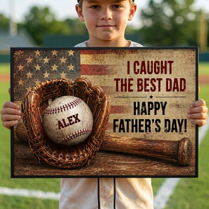 Baseball Gloves Nation Flag - Personalized Poster - Father's Day Gift for Husband, Dad