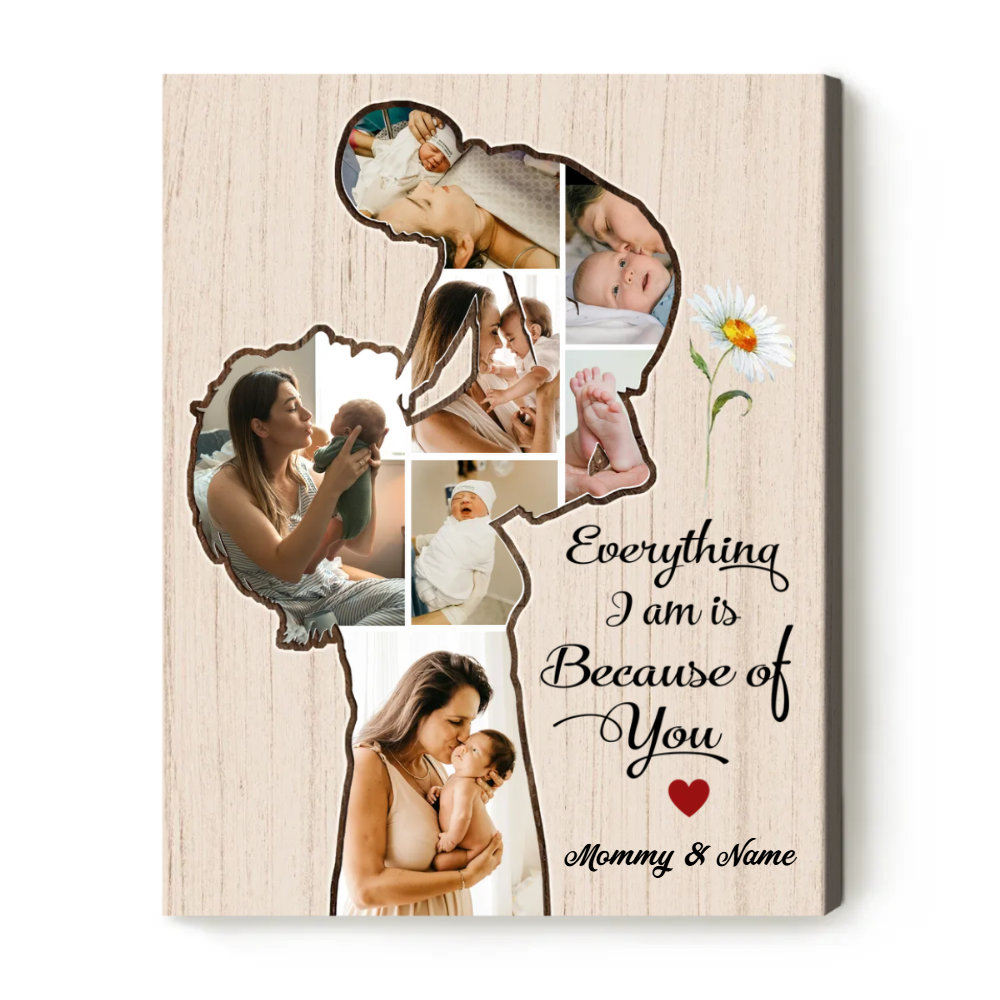 New Mother Mothers Day Gifts, Custom Mom Baby Photo Collage Canvas, Personalized Gift For New Mom, Best First Time Mom Gifts