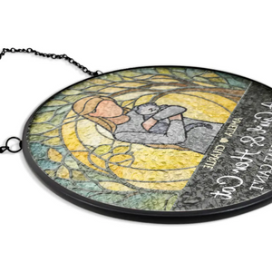 A Girl And Her Dog A Bond That Can't Be Broken Woman Man Hug Pet - Personalized Stained Glass Window Hanging Suncatcher