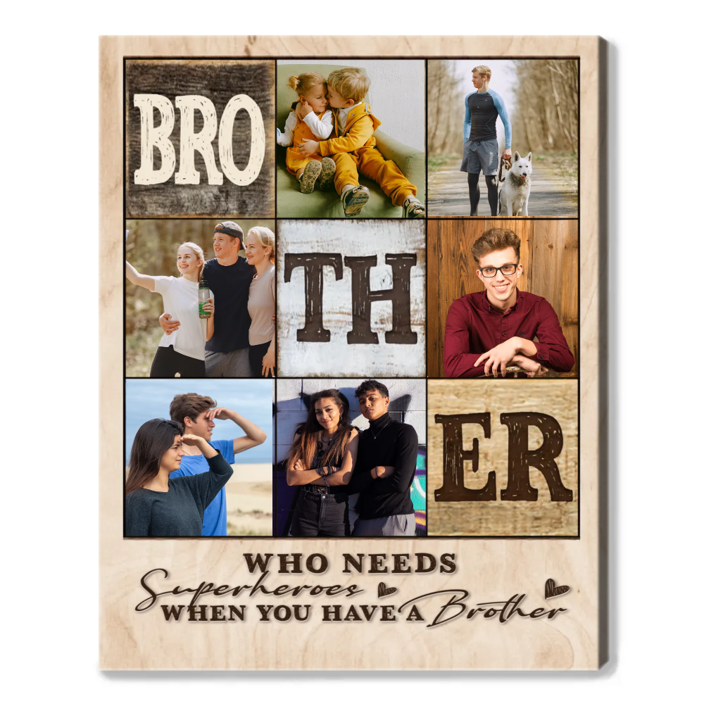 Personalized Brother Photo Collage Canvas, Christmas Photo Gift for Brother, Best Gift for Brothers from Sister