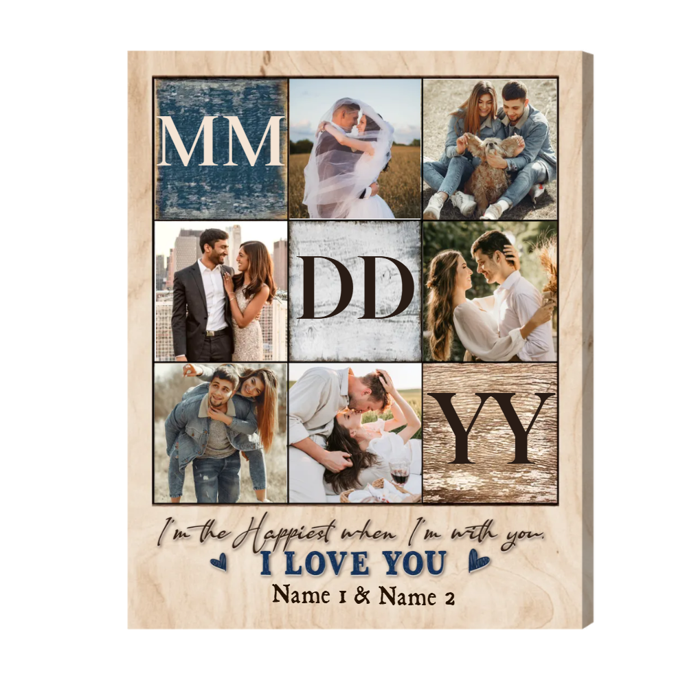 1 Year Anniversary Gift, Personalized 1st Anniversary Photo Collage Canvas, One Year Anniversary Gifts for Him