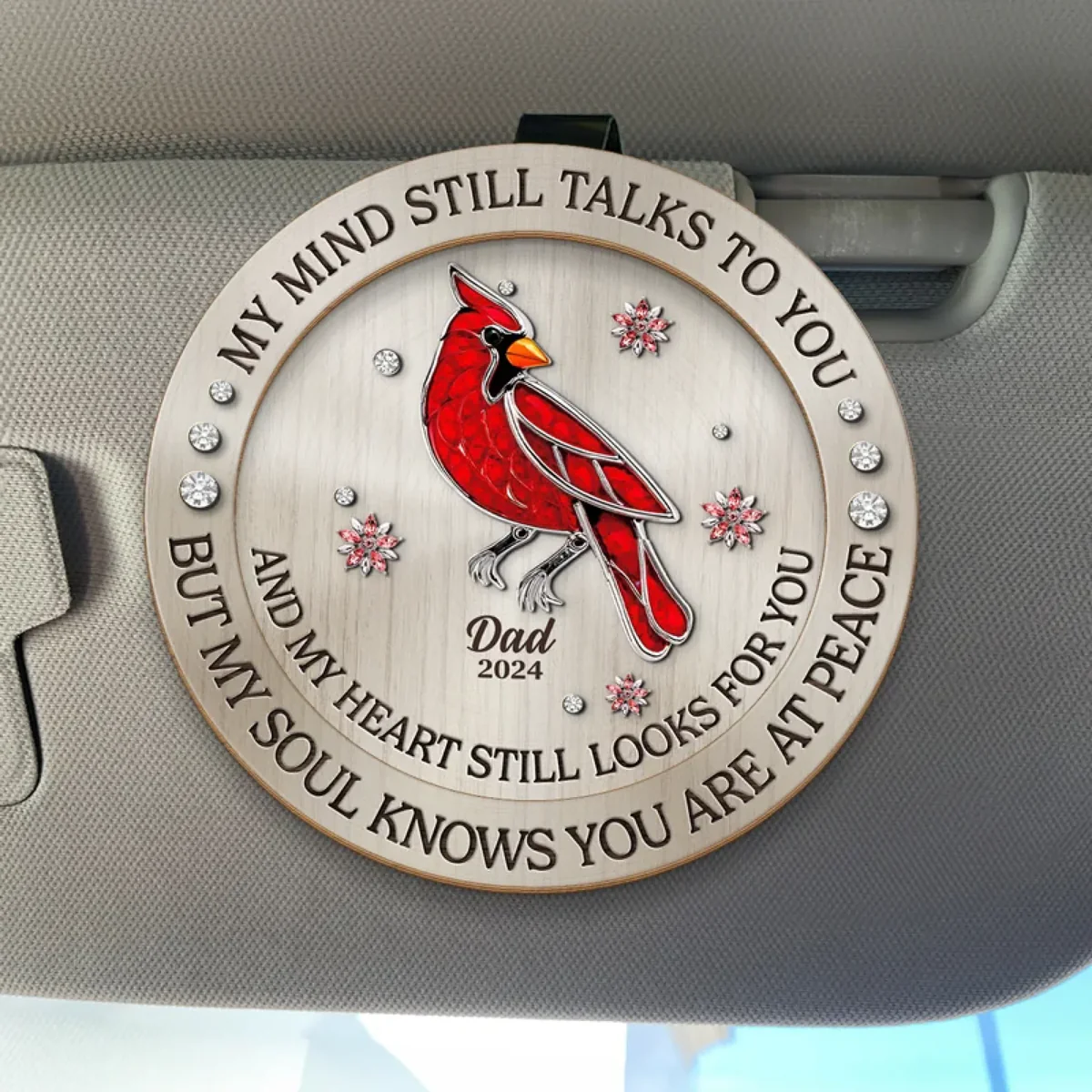 In Loving Remembrance - Memorial Personalized Custom Car Visor Clip - Sympathy Gift For Family Members