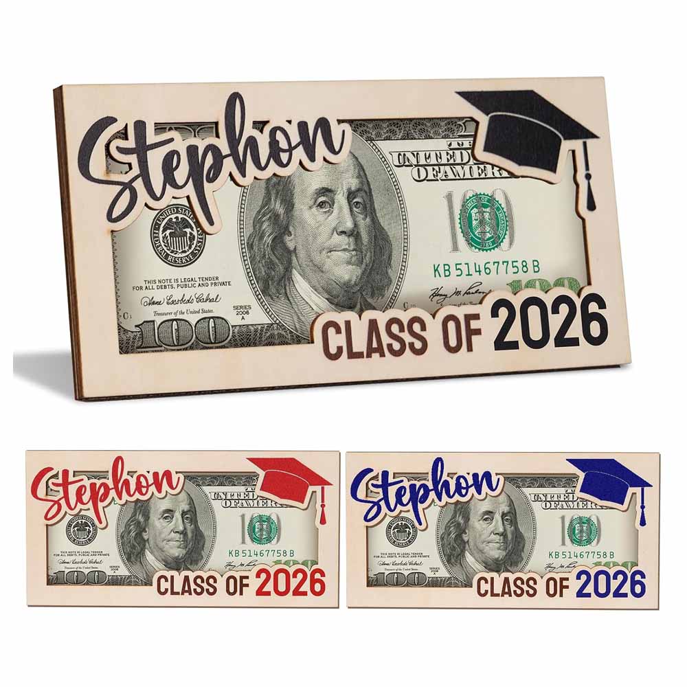 Graduation Money Holder 2026 Personalized, Graduation Gifts Money Holder with Name, Wooden Graduation Card Box Cash Holder Envelope, Class of 2026 Graduation Gifts